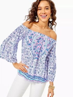 Lilly Pulitzer Nevie Off-The-Shoulder Top L